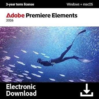 Adobe Premiere Elements 2026 | Software Download | Video Editing | 3-year term license | Activation Required [PC/Mac Online Code]