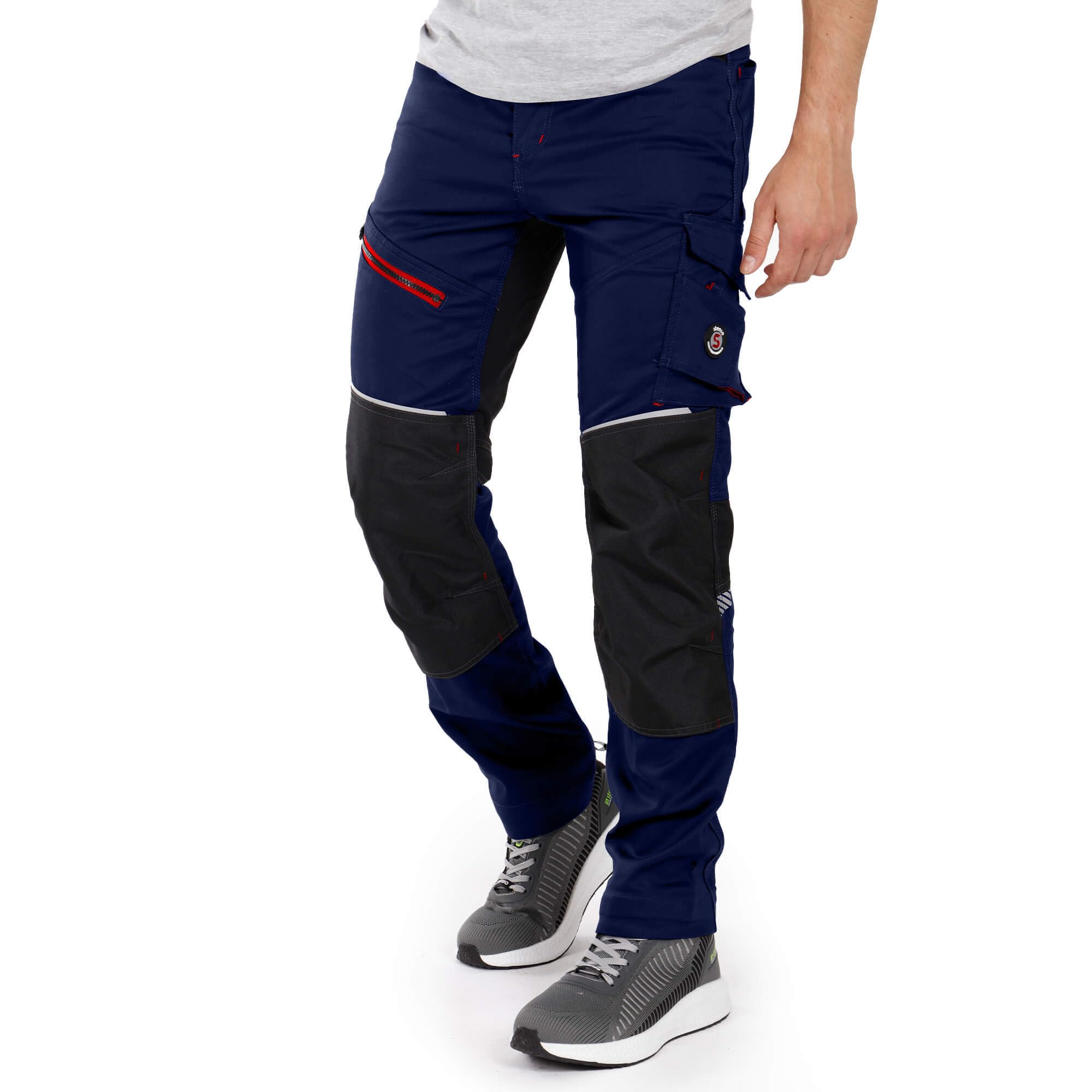 Stenso Prisma Pantalon De Travail Homme Étanche - Pantalon Randonnée Homme Softshell Stretch Avec Poches Fonctionnelles, 2 Poches Avant, Poche Cargo, Genoux Renforcés Noir/Gris XS