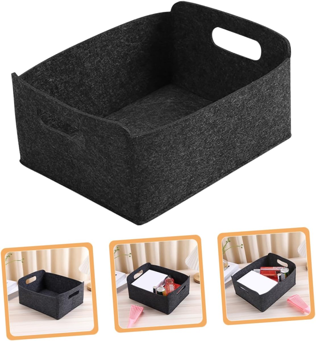 4pcs Felt Storage Baskets Foldable Laundry Hamper with Handles for Clothes Toys and Nursery Organization Sturdy Fabric Bins for Closet and Classroom