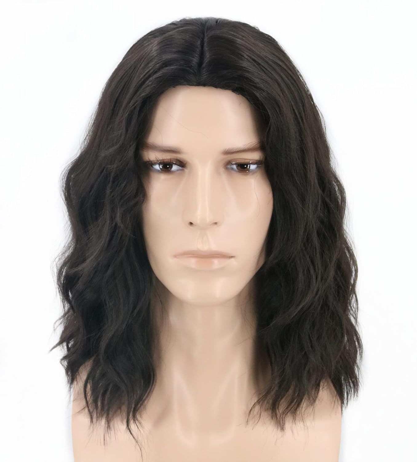 LeMarnia Black Short Curly Wig for Men Halloween Costume Party Wig, Black-1