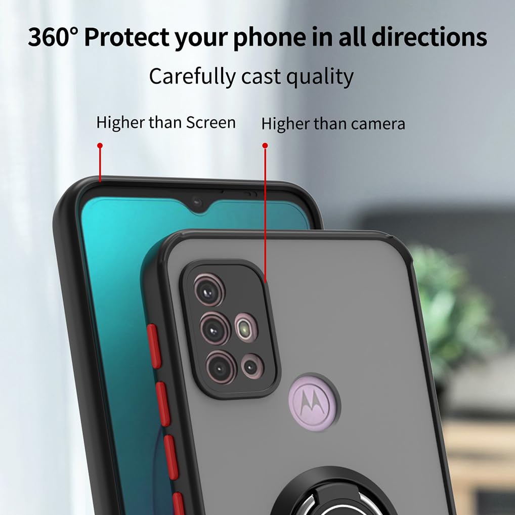 SEAHAI Cover per Motorola Moto G30/Moto G20/Moto G10/Moto G10 Power, Glassato Traslucido Dura PC Protettiva Custodia Silicone TPU Bumper Antiurto AntiGraffio Case con Anello Supporto, Blu Reale