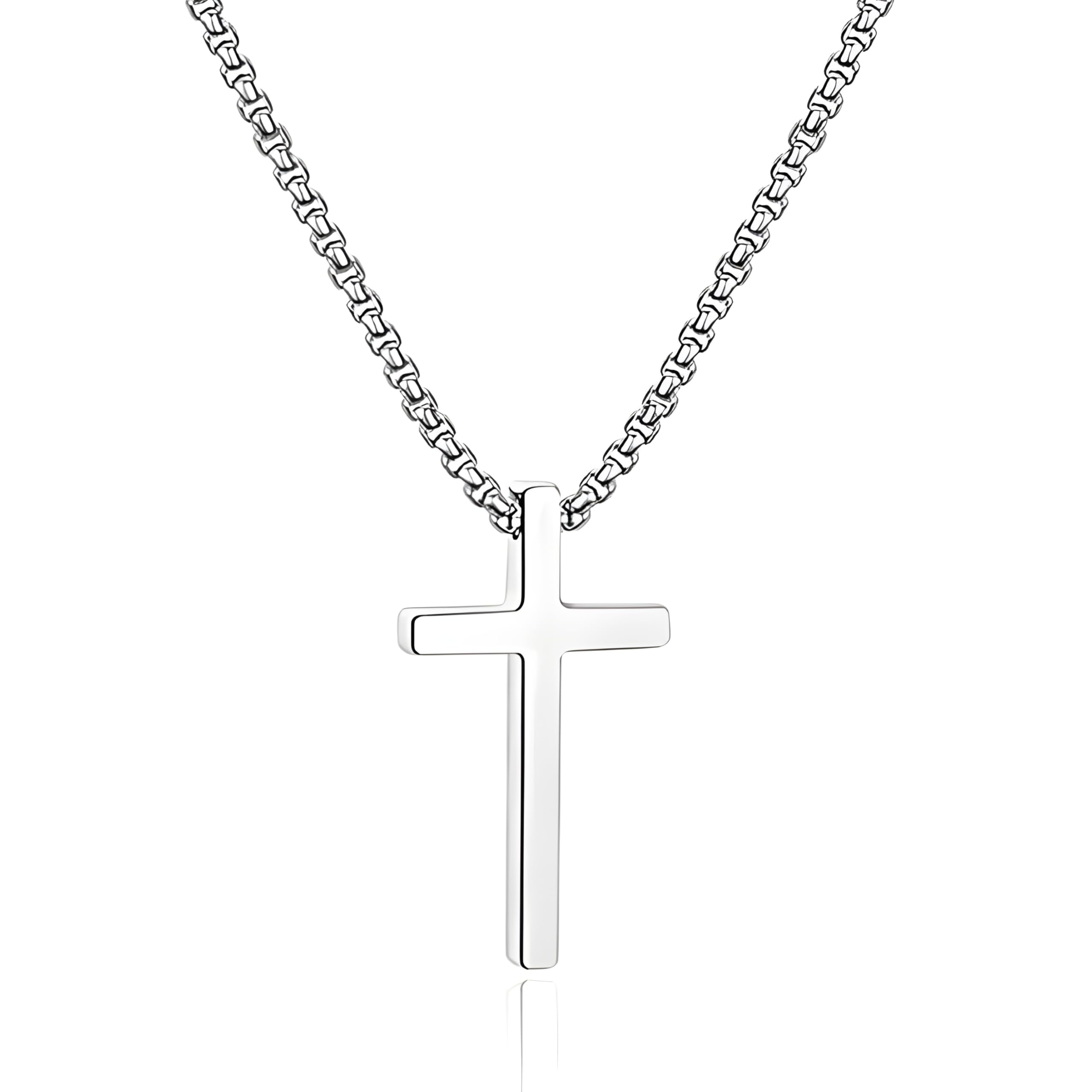 Moon Bucks - Pendant for Boys Silver Pendants For Men | Stainless Steel Lord Prayer Cross Pendant Necklace Chain for Men | Birthday Gift for Boys Anniversary Gift for Husband