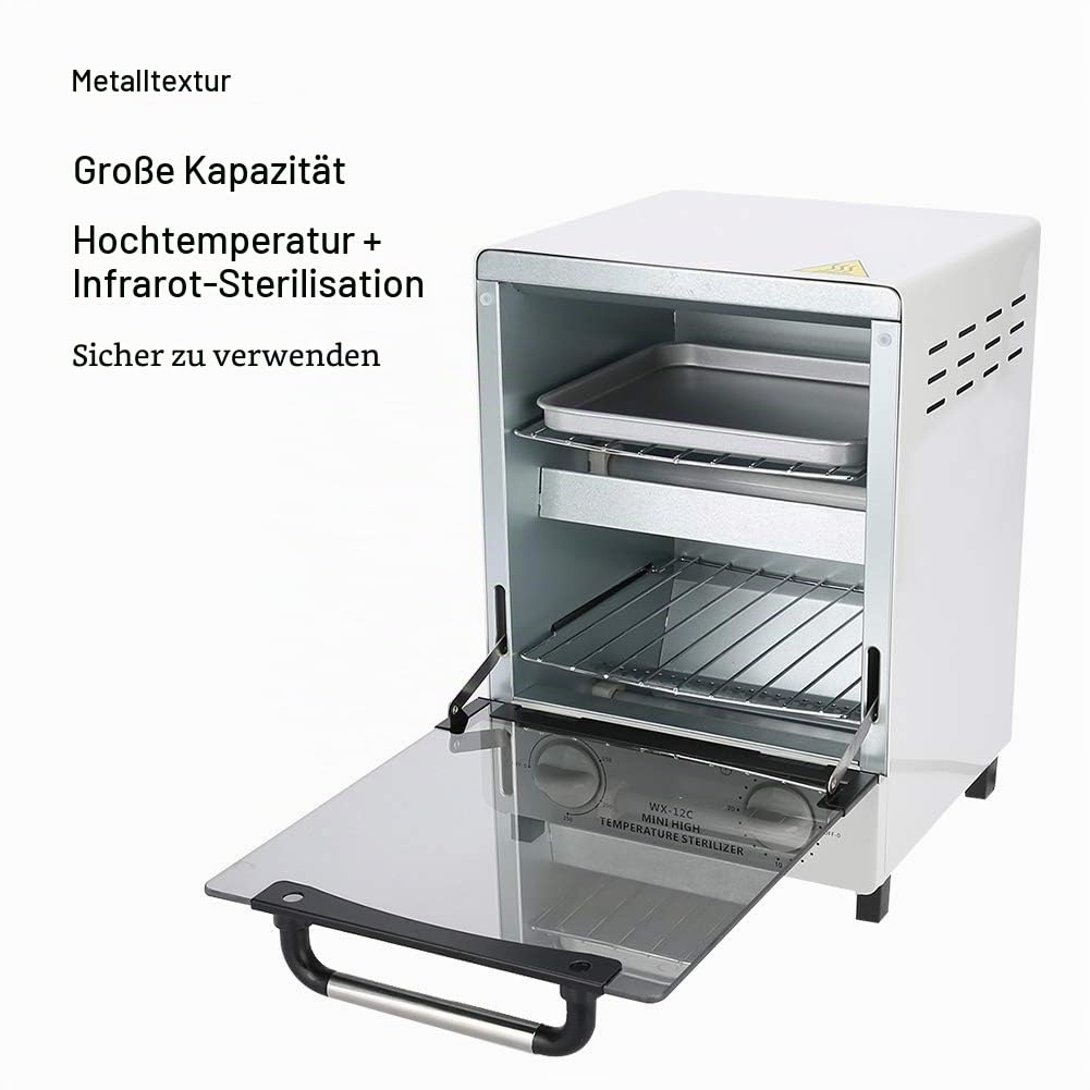 Dioche Hochtemperatur-Sterilisator, 10 l Sterilisationsbox, Infrarot-Sterilisationsschrank, Desinfektionsgerät für Manikürezubehör und Friseurwerkzeuge