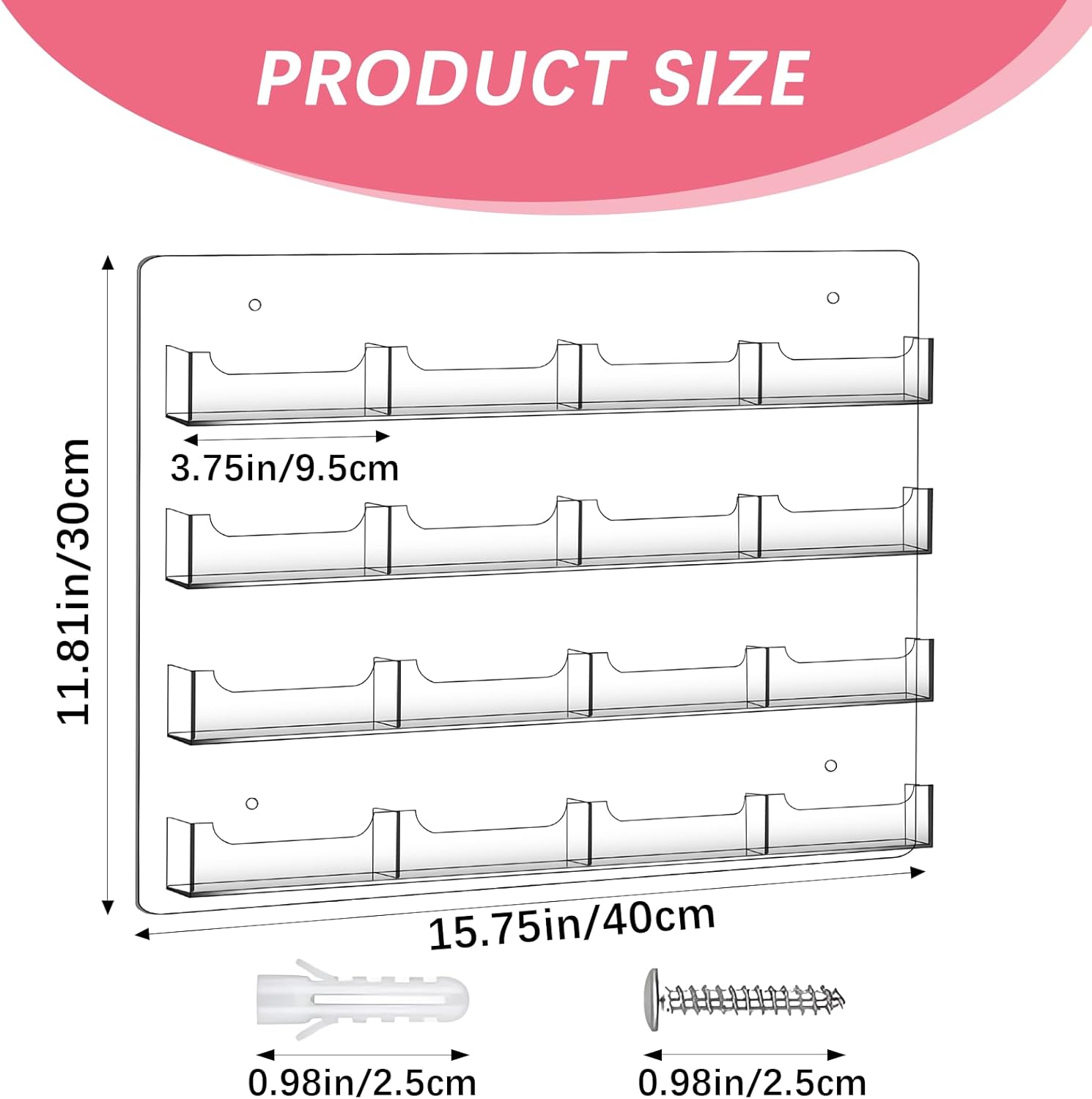 Business Card Holder Wall Mount Clear Sticker Display Marketing Holder Acrylic Business Card Stand Multi Pocket Rack Organizer Space Saver for Home Office
