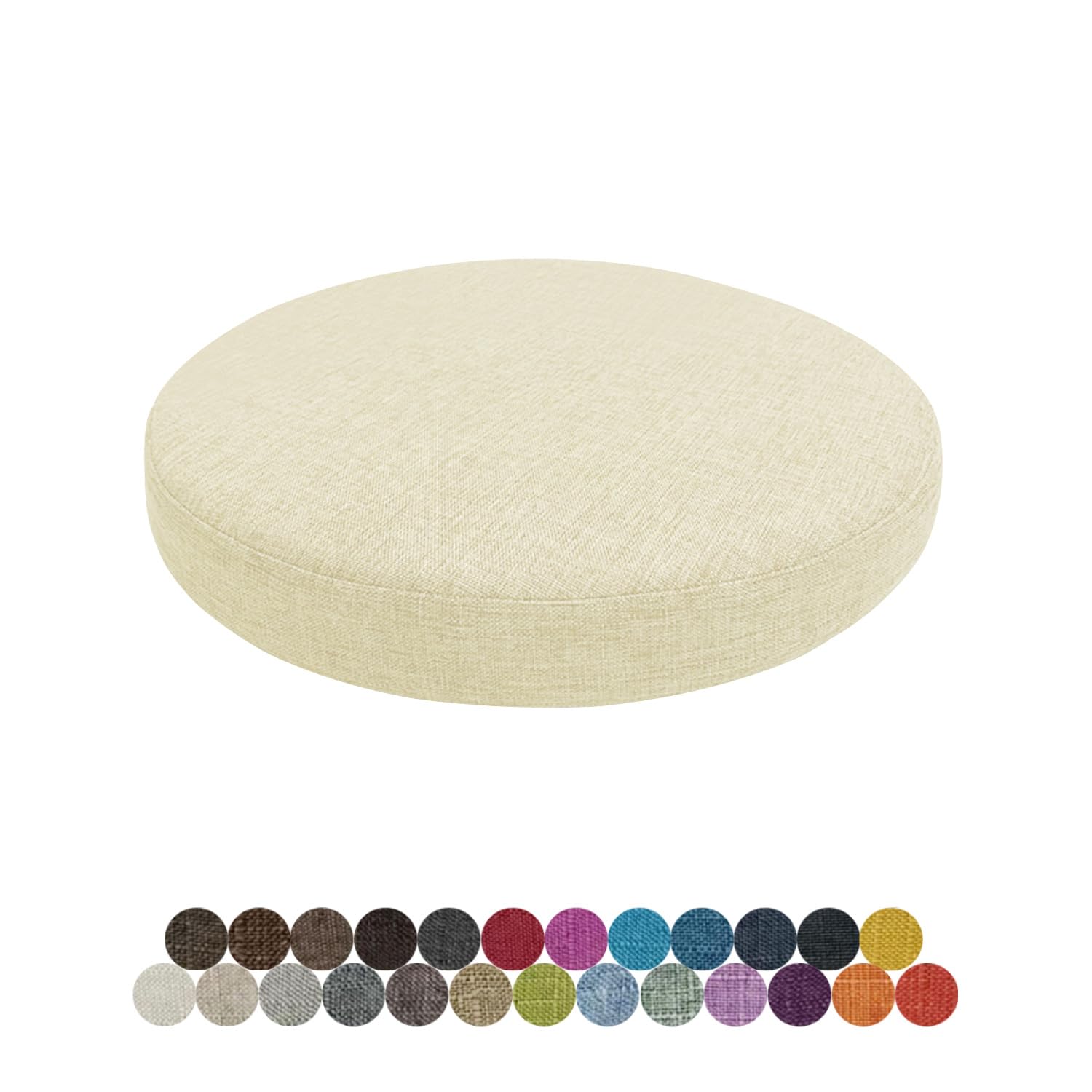 Coussin de chaise rond 30 cm en lin et mousse à mémoire de forme pour tabouret de cuisine