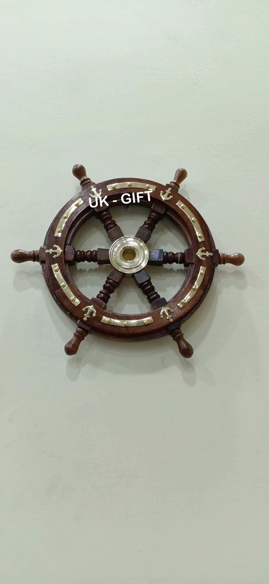 Timone in legno marrone, decorazione da parete a forma di ancora, 30,5 cm