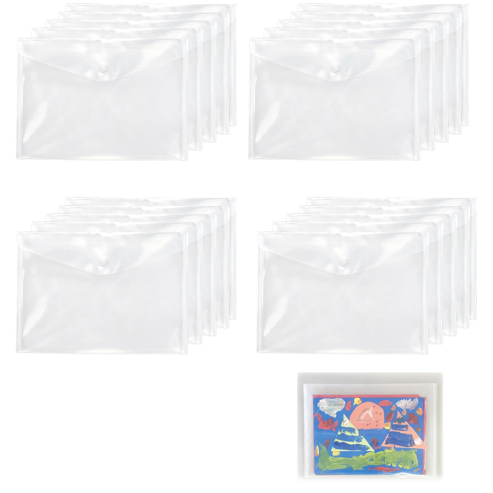 20PCS A6 Plastic Wallet, Waterproof Transparent Plastic Envelopes A6, Small Plastics Wallets for Paperwork School Office Home Travel Organization, 16x11.5cm