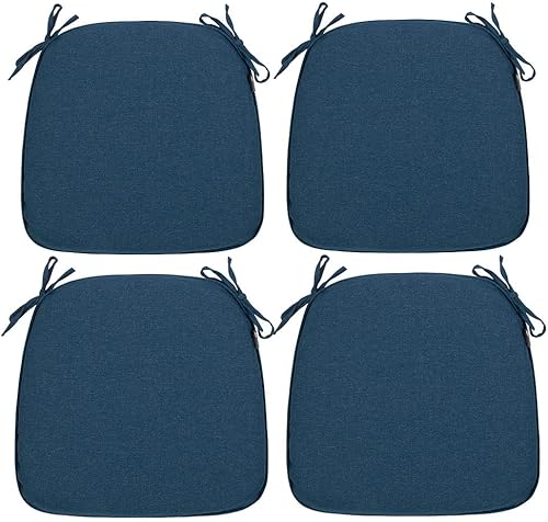 Magpie Fabrics Juego de 4 cojines para sillas de exteriores e interiores de 17 x 16 x 2 pulgadas con lazos, impermeables, para todo tipo de clima,