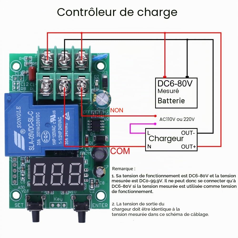 Module de Surveillance de Tension,Carte de Contrôle de Tension DC 99.9V pour le Contrôle de Sous-tension de Surtension de Détection de Tension