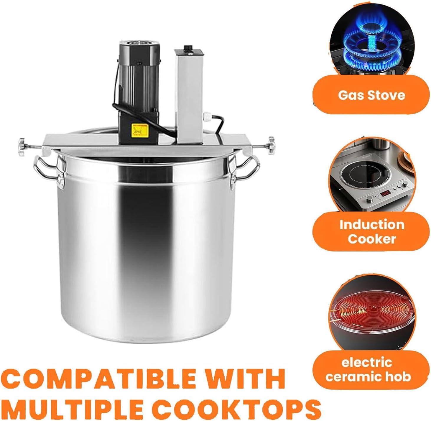 Agitador eléctrico de olla, mezclador de velocidad ajustable con raspador de 4 cuchillas para cocinar, mezclador de mortero portátil para 20L/50L/90L, herramienta ideal para mezclar alimentos