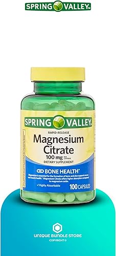 Miniatura 6 de Spring Valley, Citrato de magnesio de 100 mg, cápsulas de liberación rápida, citrato de magnesio, suplemento dietético para la salud ósea +