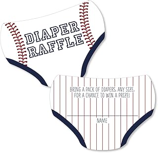 Big Dot of Happiness Batter Up - Baseball - Diaper Shaped Raffle Ticket Inserts - Baby Shower Activities - Diaper Raffle Game - Set of 24