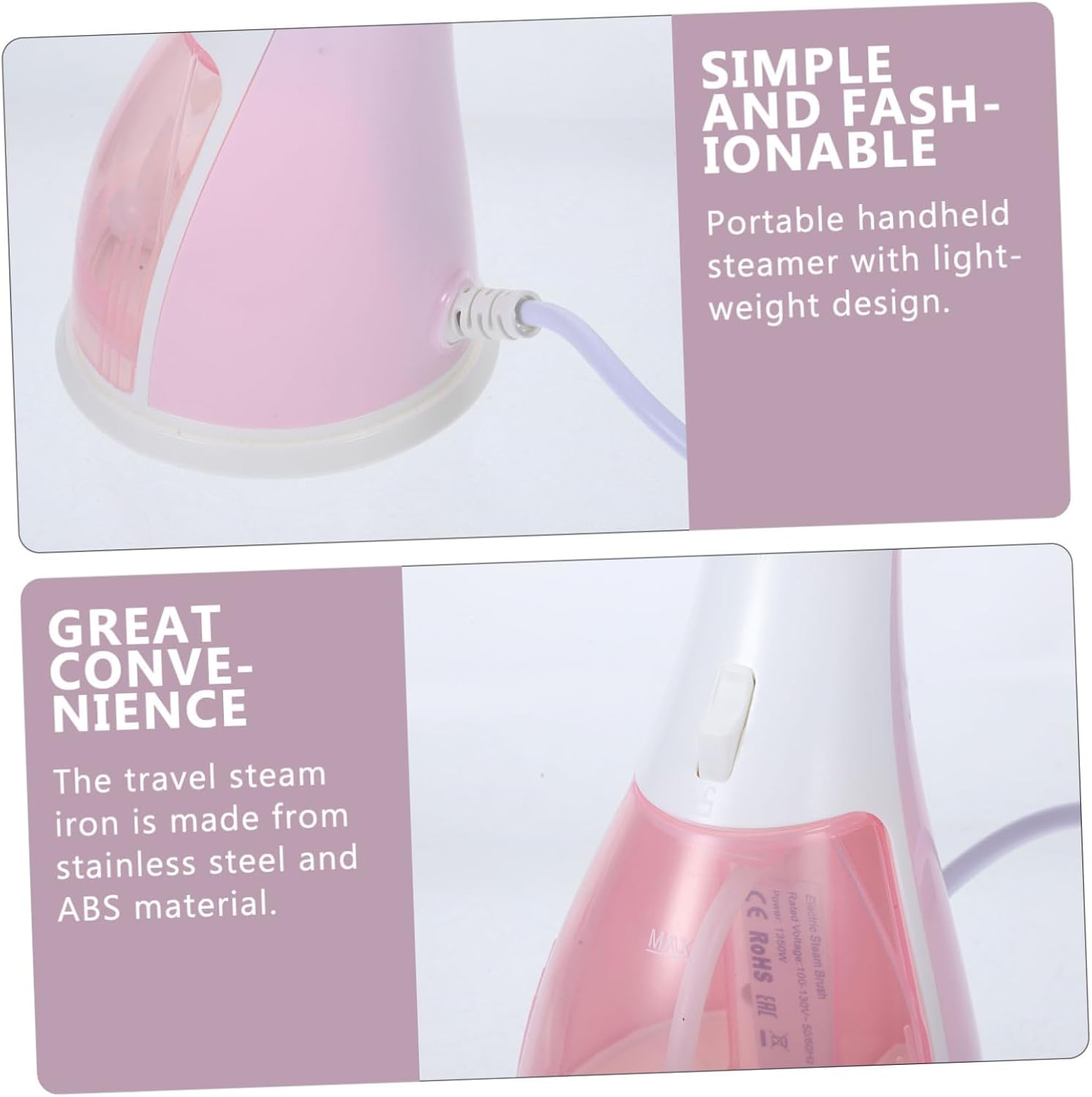 BESTYASH Portable Handheld Electric Garment Steamer for Travel and Home Lightweight Wrinkle Remover with High Intensity Steam Suitable for Satin Fabrics US Plug