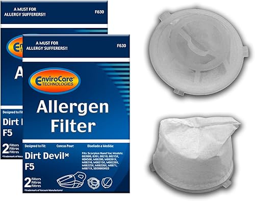 Envirocare Filtros de repuesto prémium para aspiradora hechos para adaptarse a Dirt Devil F5. Dirt Devil Scorpion Hand Vacs modelos 08200, 8201,