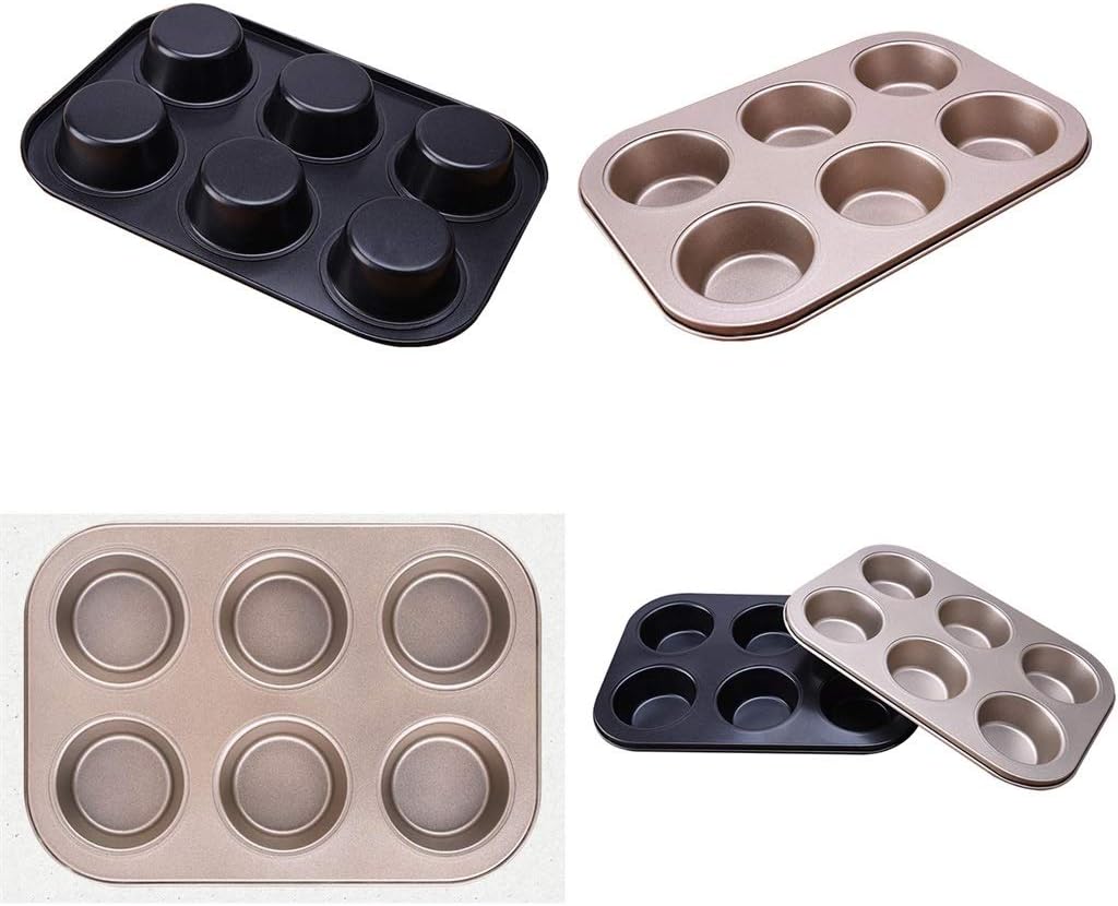 Bakeware, 6 Holes Round Muffin Cakes Egg Tart Pudding Baking Dish Oven Home Not Sticky Easy Release