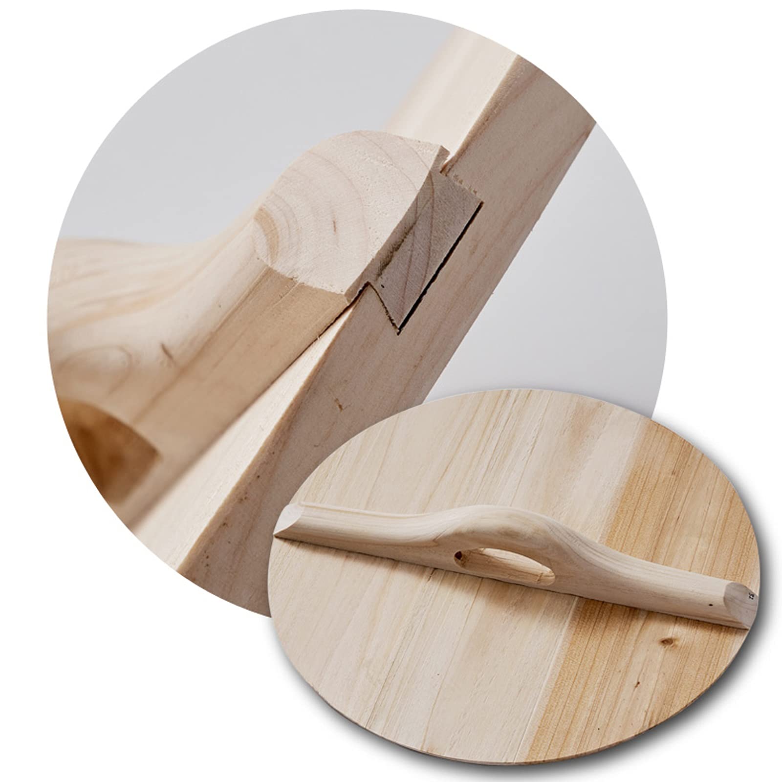 Universeller Retro-Wokdeckel aus Holz, verdickt, handgefertigt. Universeller Topfdeckel für Töpfe, Pfannen und Bratpfannen mit griffiger Oberfläche. Passend als Ersatzdeckel für Bratpf,B-38cm