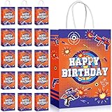 Dianelhall 16 Pieces Dart Party Supplies Bags, Game Dart Birthday Party Favors Game Gun Birthday Theme War Gift Treat Bags, for Themed Favor Decoration