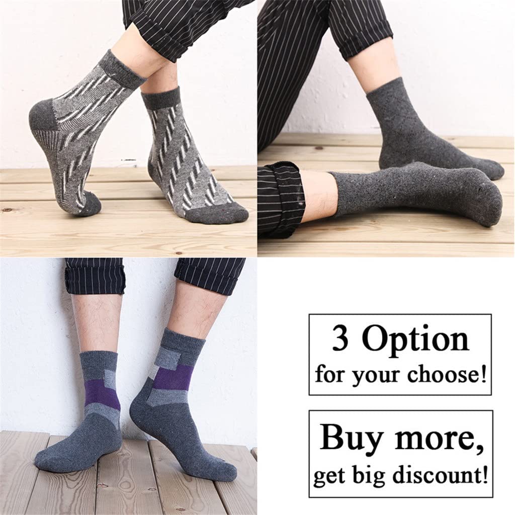 5 Pares/Lote Calcetines de Lana Hombres cálidos Invierno Cashmere Transpirable Casual Masculino de la Mano Regalo de cumpleaños (Color: un tamaño: un tamaño) (Color : A, Size : One Size)