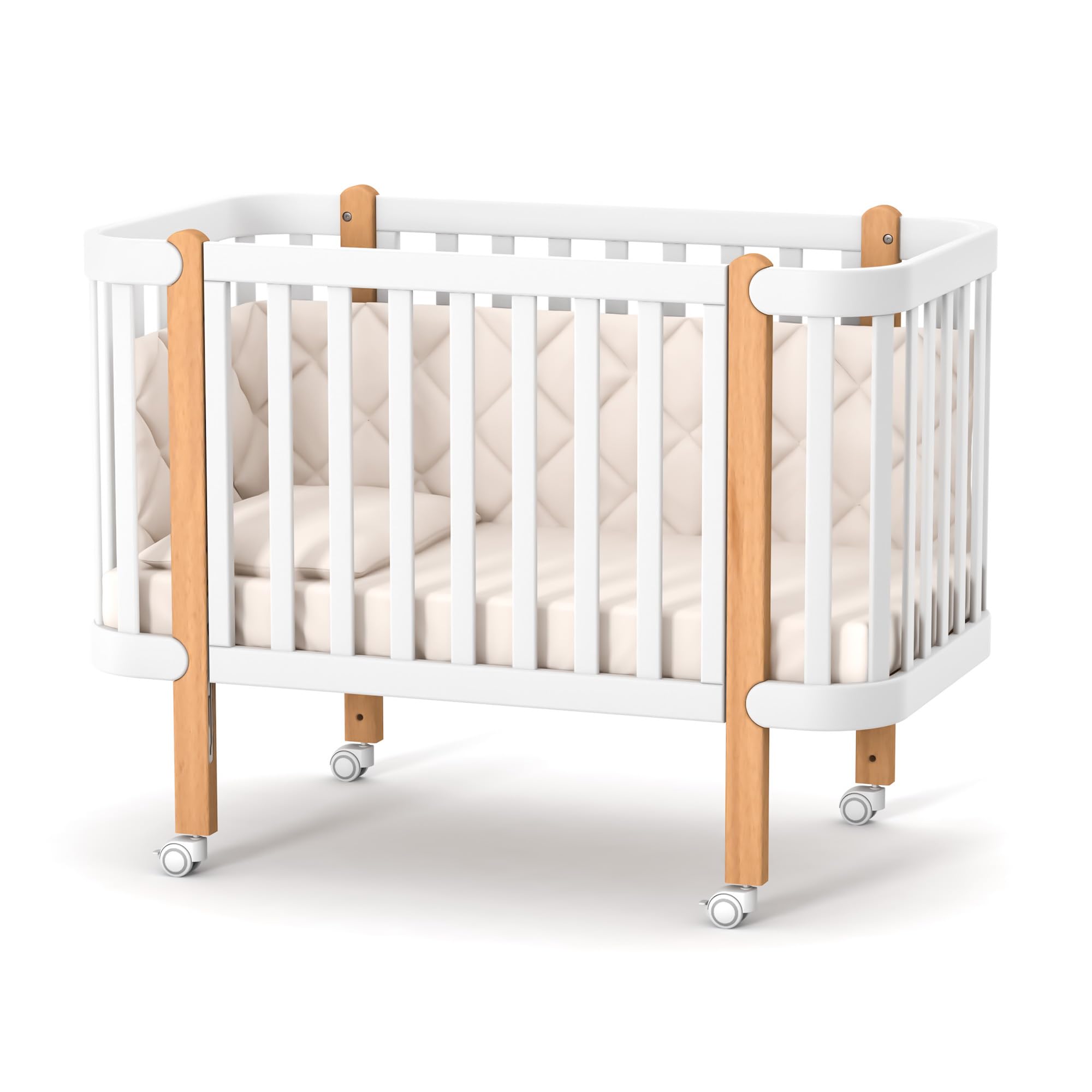 Veres Veres Lot de 4 roulettes pivotantes pour lit de bébé Blanc
