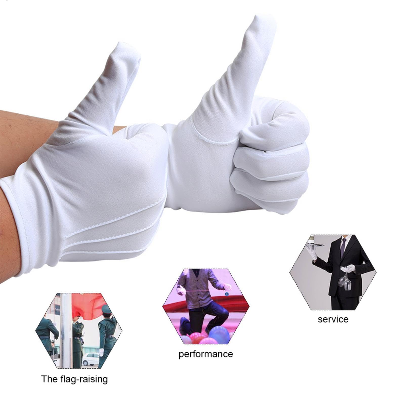 Gants blancs de cérémonie | Gants unisexes en polyester respirant | Accessoires de costume pour mariages, funérailles, cérémonies | Gants blancs pour officiers du Père Noël, magiciens