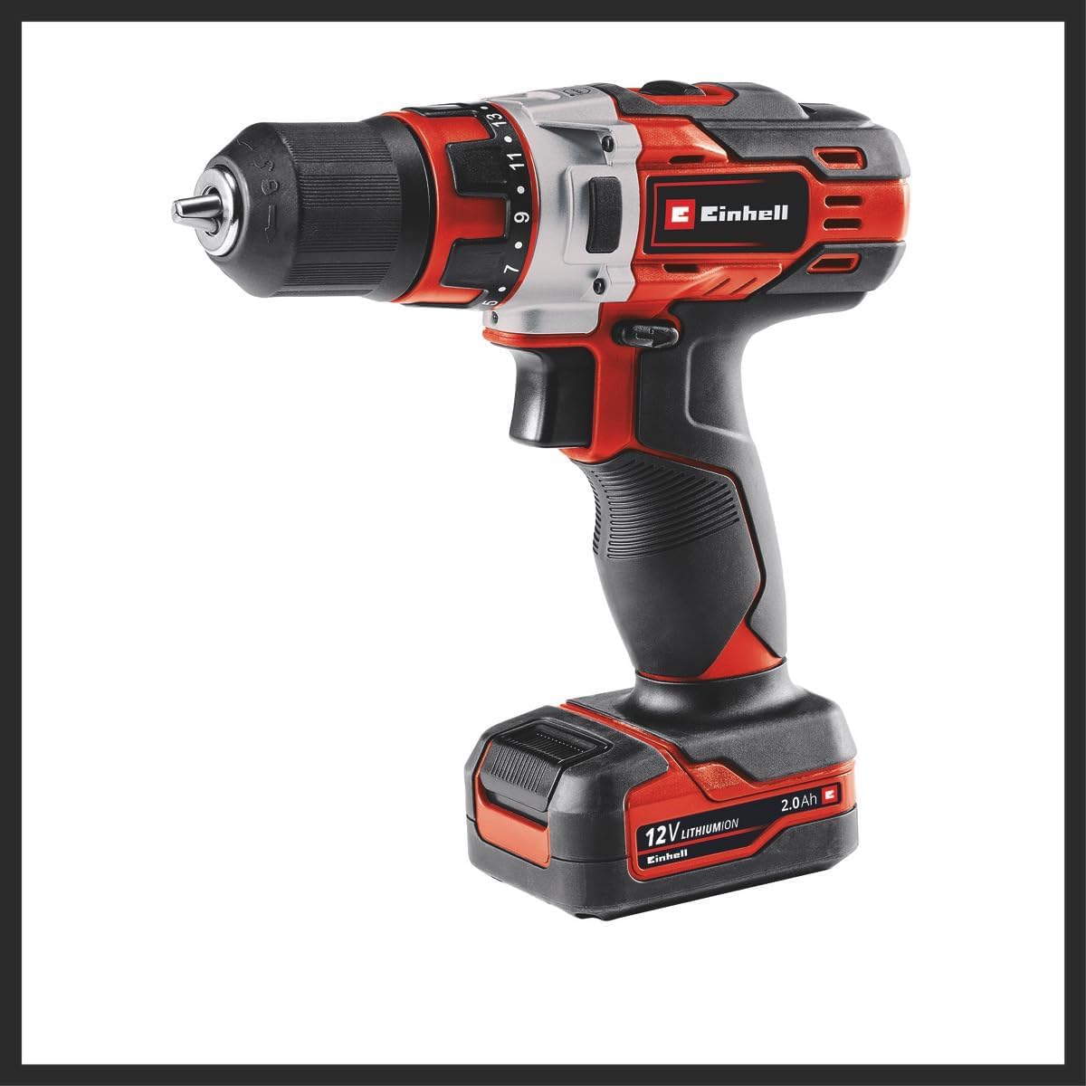 Einhell Akku-Bohrschrauber TE-CD 12/1 Li (Li-Ion, 12 V, 2-Gang-Getriebe, Drehzahl-Elektronik, LED-Beleuchtung, robustes Metallgetriebe, inkl. 45-Min.-Ladegerät + 2,0 Ah-Akku)