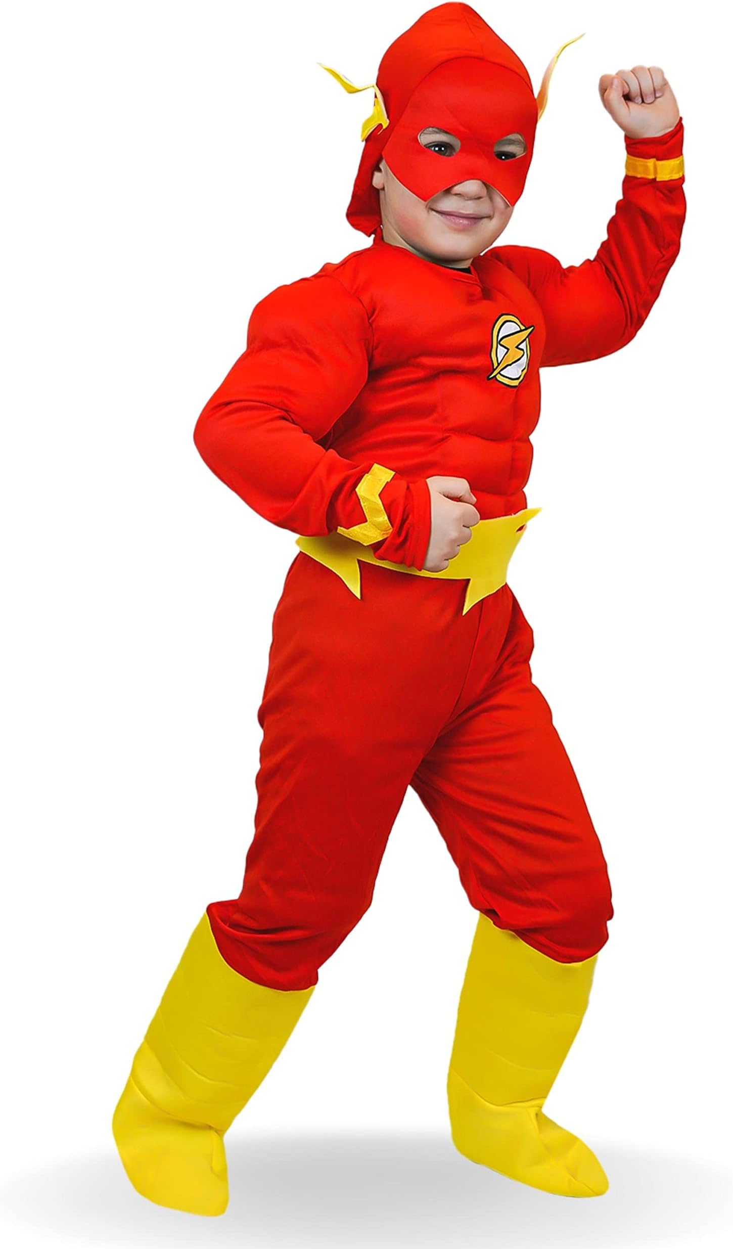 FITTO kids costume play set for kids: The Flash Costume for Kids, Avengers Costume, Kids, Costumes for Boys, Pretend play, clothing with pants, Mask, and accessories, Large