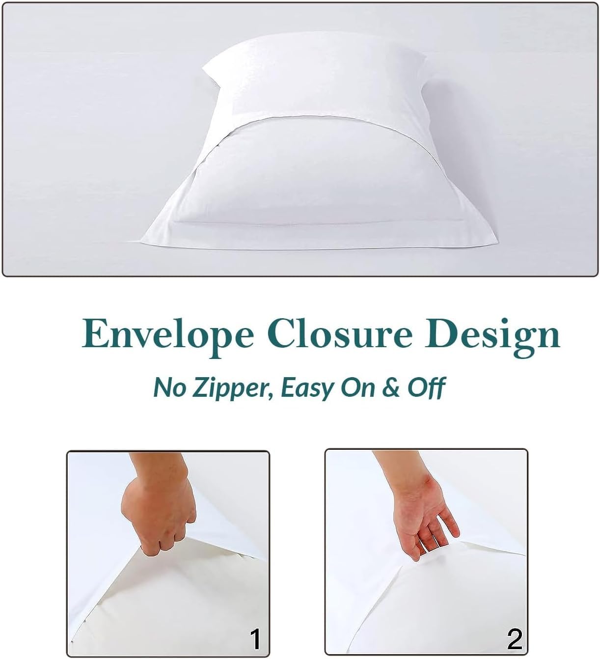 100% Egyptian Cotton Pillow Sham | Queen Size | 600 Thread Count | Soft White | Set of 2 | Breathable & Temperature Regulating | Durable & Washable | 28 x 28 Inch