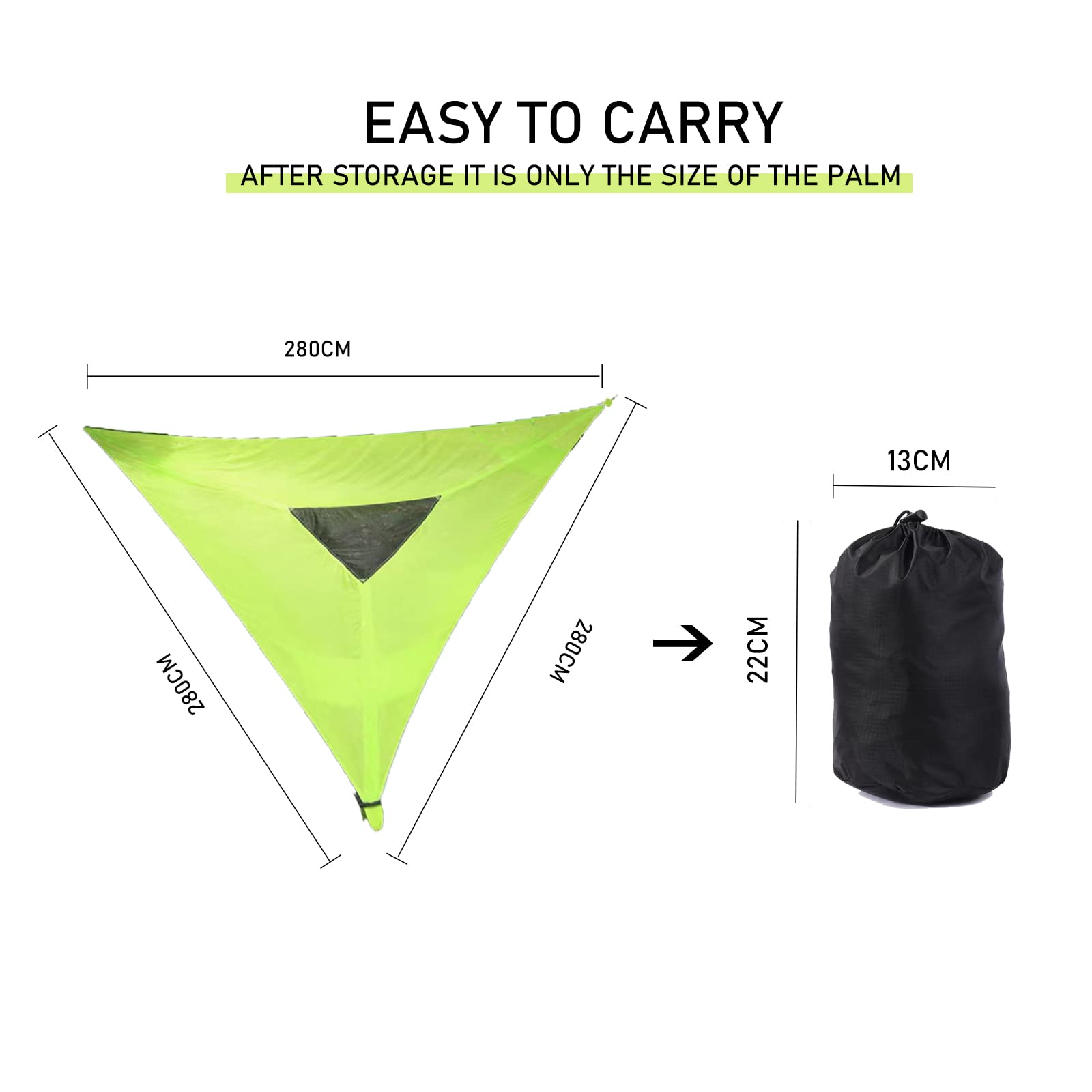 Découvrez L'Aventure Ultime avec Notre hamac de Camping aérien révolutionnaire (380cm) pour Plusieurs Personnes : Matelas Triangulaire, Suspension 3 Points pour cabanes-Black||280CM