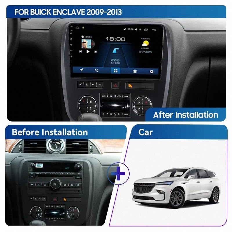 Pantalla de coche Android Auto Mirror Link Bluetooth Buick Enclave 09-13 2