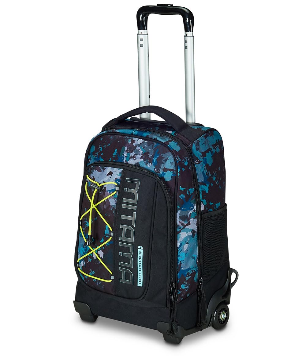 Mitama Trolley DR Scuola Desert Blue,Con Mega Scomparto e Doppia Maniglia, Nero e Blu, Scuola Elementare e Tempo Libero, Bambino Ragazzo