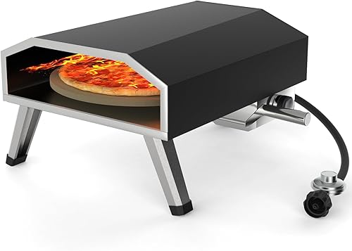 Miniatura 7 de Horno de pizza de gas de 16 pulgadas, horno de pizza al aire libre con horno de pizza portátil giratorio para auténticas pizzas horneadas a piedra,
