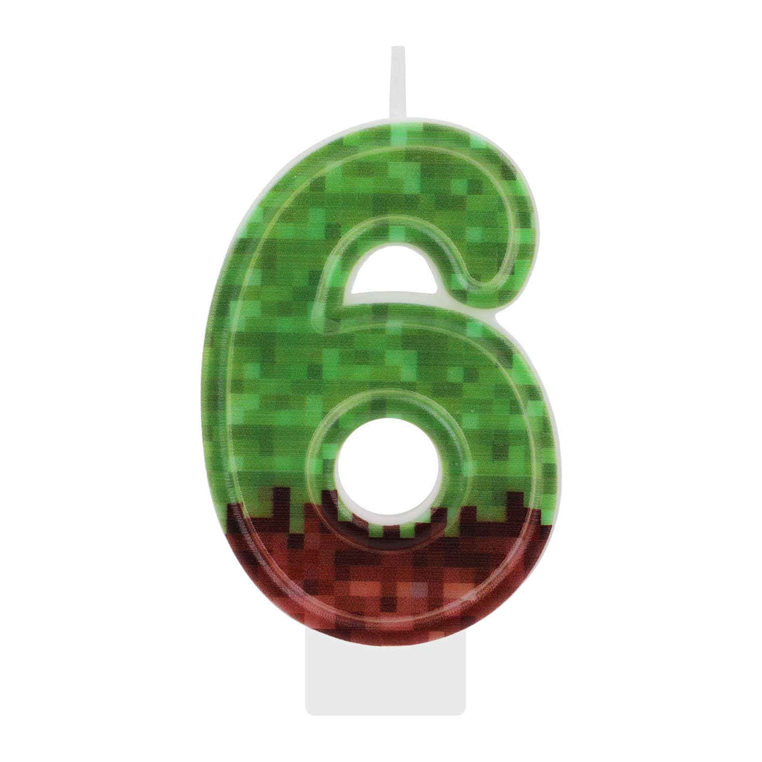 Candela Di Compleanno A Forma Di Numero 6 - Verde Marrone In Paraffina - 6x4cm Con Piedistallo - Decorazione Per Torte Compleanno - 3