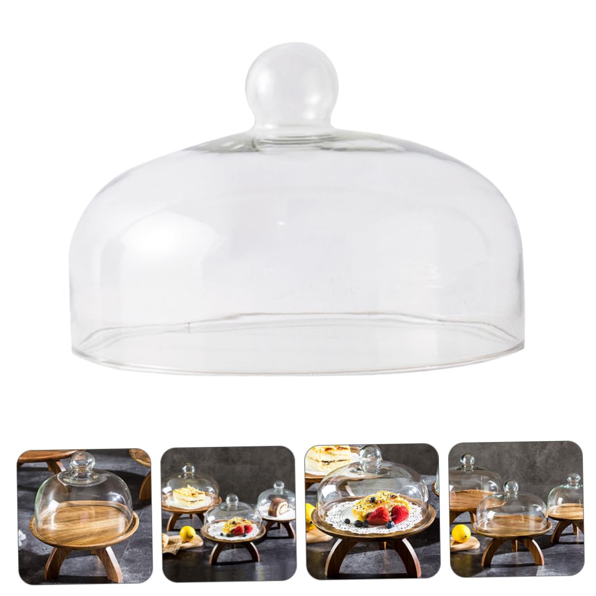 BESPORTBLE Cloche Alimentaire en Verre Blanc Ronde, pour Fruits et Gâteaux