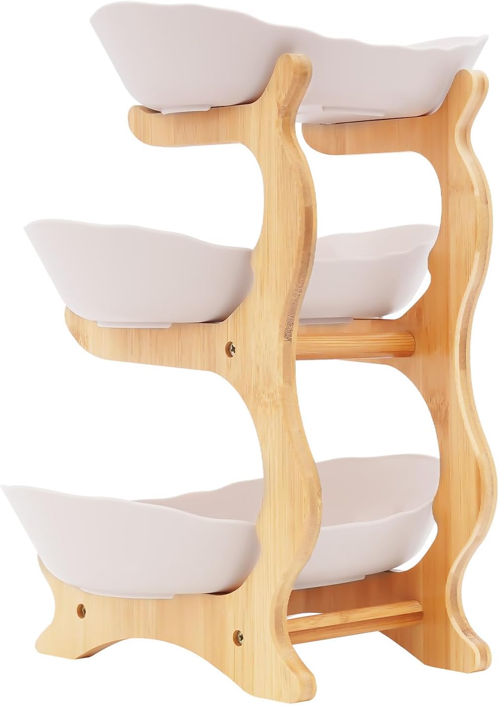 3 Tier Fruit Basket for Counter, Stackable Serving Stand for Fruits, Vegetables, Nuts, Cake & Desserts (Sturdy Collapsible Design, Perfect for Kitchen Countertop & Party Display)