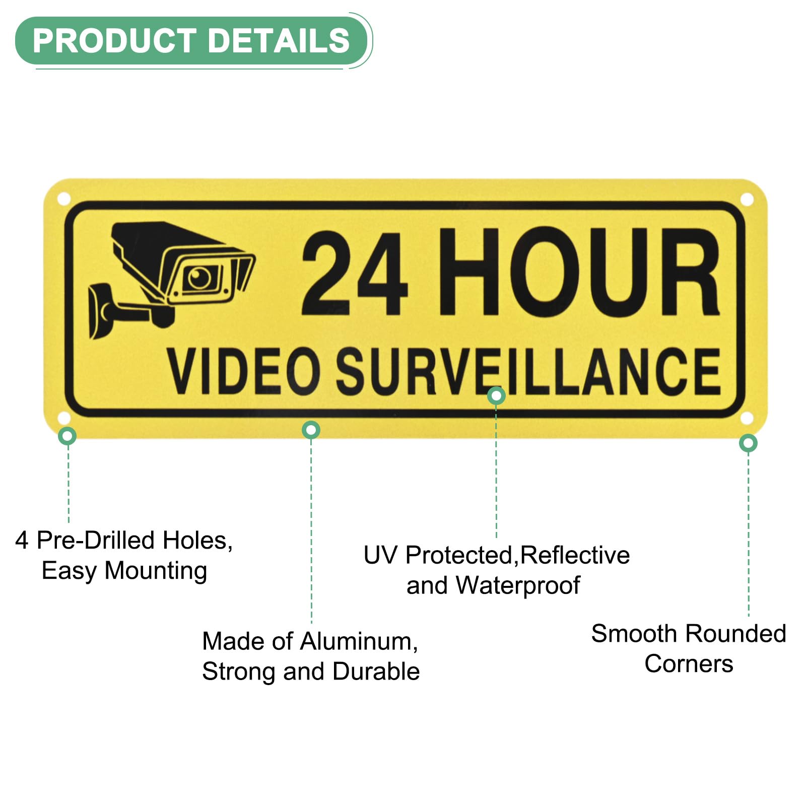 M METERXITY 2-Pack 24 Hour Video Surveillance Sign - Image 2