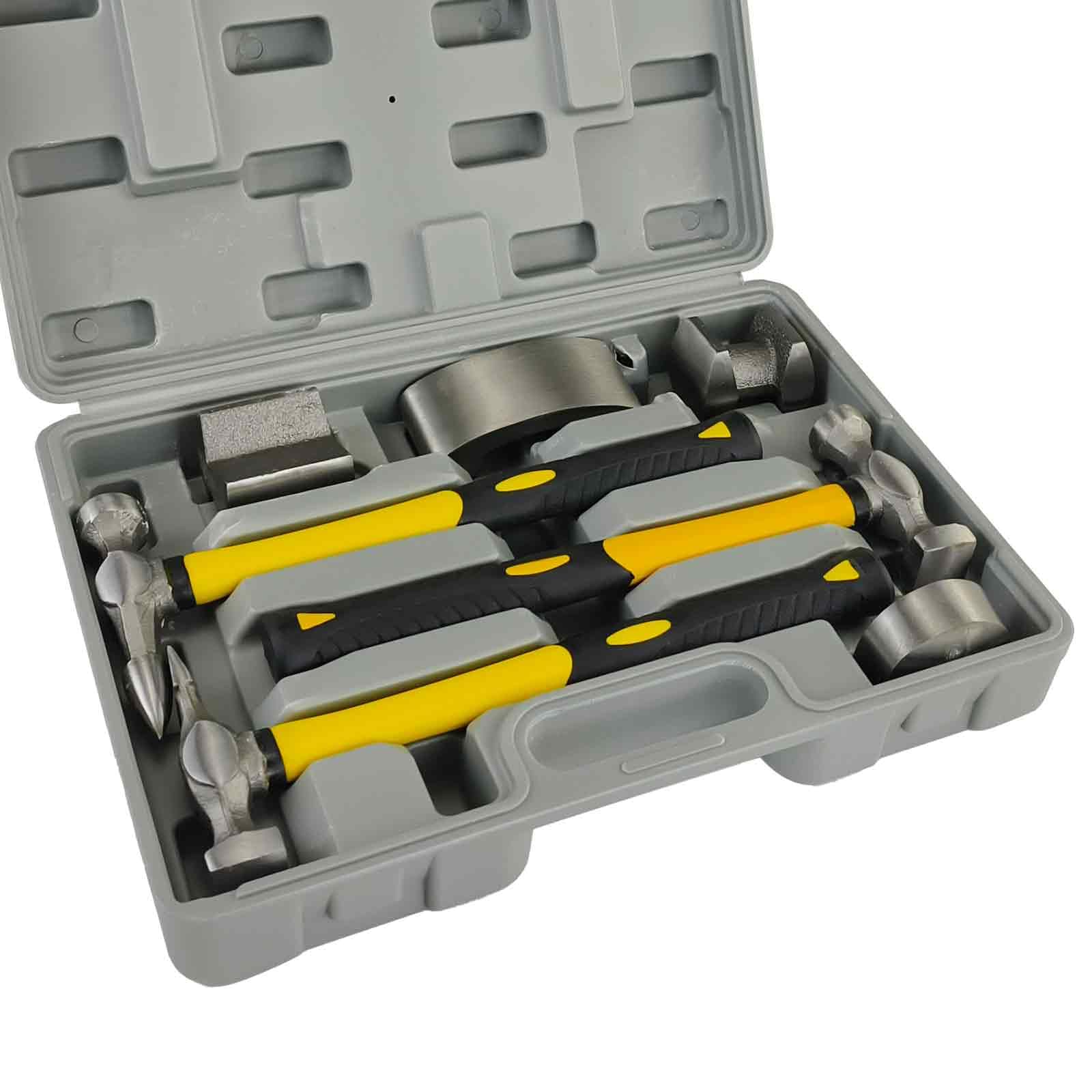 AeKeatDa 7Pcs Auto Body Repair Kit, Craft Panel Beating Hammer and Dolly Set Hammer Dent Body Fender Tool Carbon Steel Hammers and Dollies for Dent