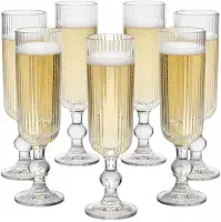 Conjunto 6 Taças de Champanhe 170ml Nordic Canelado – Jogo em Vidro para Espumante