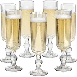 Conjunto 6 Taças de Champanhe 170ml Nordic Canelado – Jogo em Vidro para Espumante