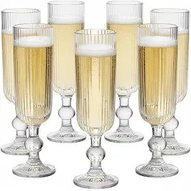 Conjunto 6 Taças de Champanhe 170ml Nordic Canelado – Jogo em Vidro para Espumante