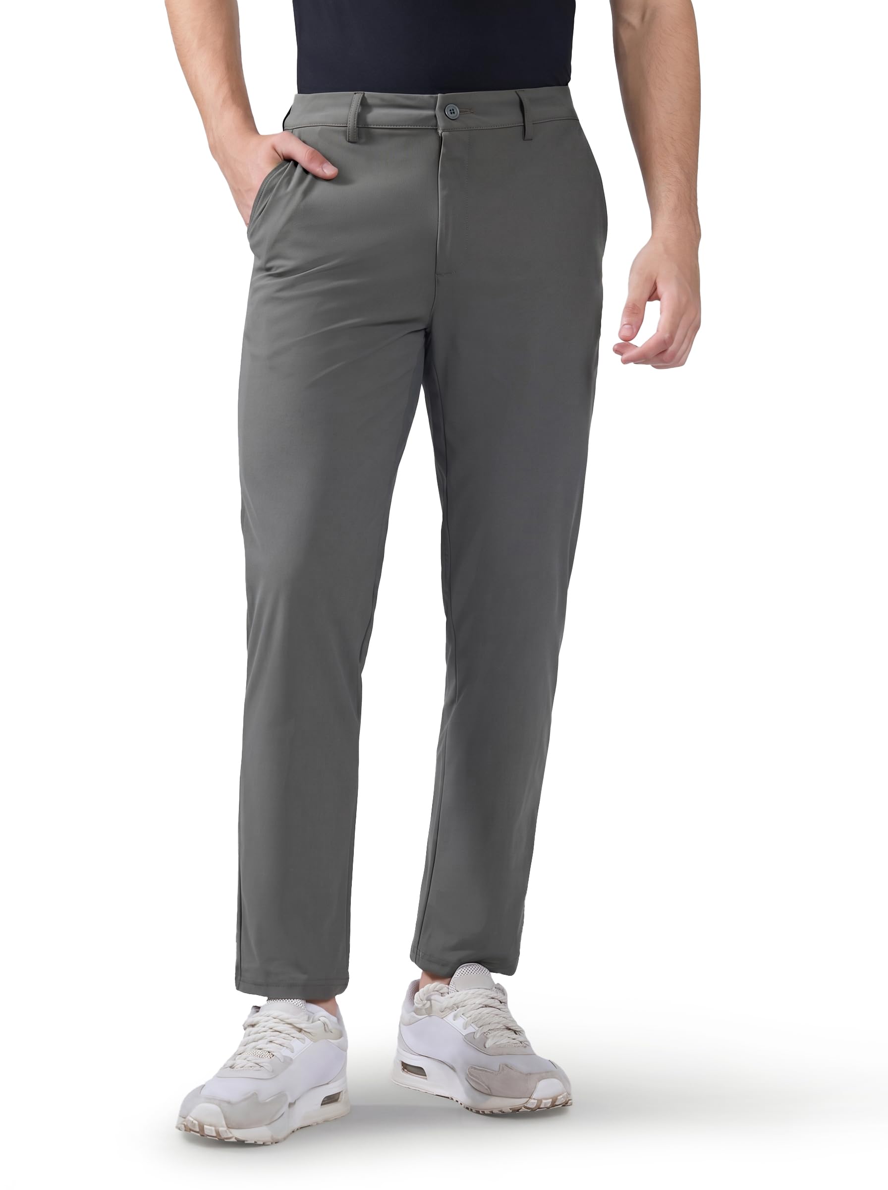 Men's Semi-Formal Solid Slim Fit Trousers (Olive) DURACOOL+ Quick Dry Polyester Mid Rise Button Closure for Office Smart Casual Wear Anti Odour-image-26