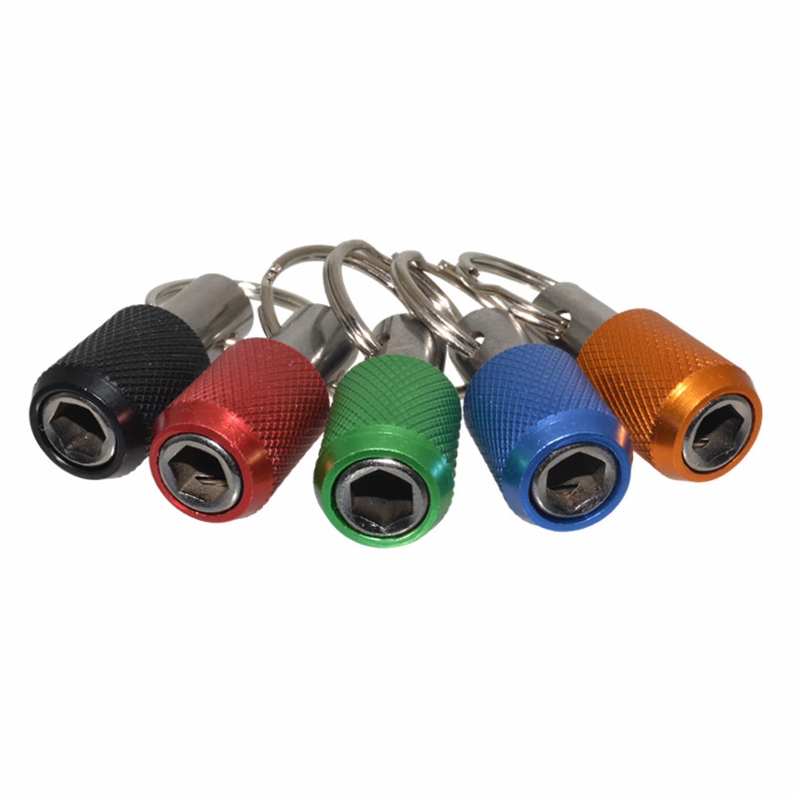 kobeIeen Bit Holder Keychain 5pcs 1/4 Shank Drill Bit Keychain Holder Drill Screw Adapter