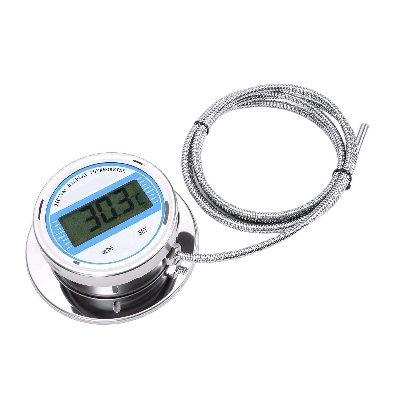 ASHATA Digitales Edelstahl-Thermometer, Genaue Messung, Wasserdichte Sondenlehre für Kochen und Industrielle Nutzung -50 Bis 200 ℃