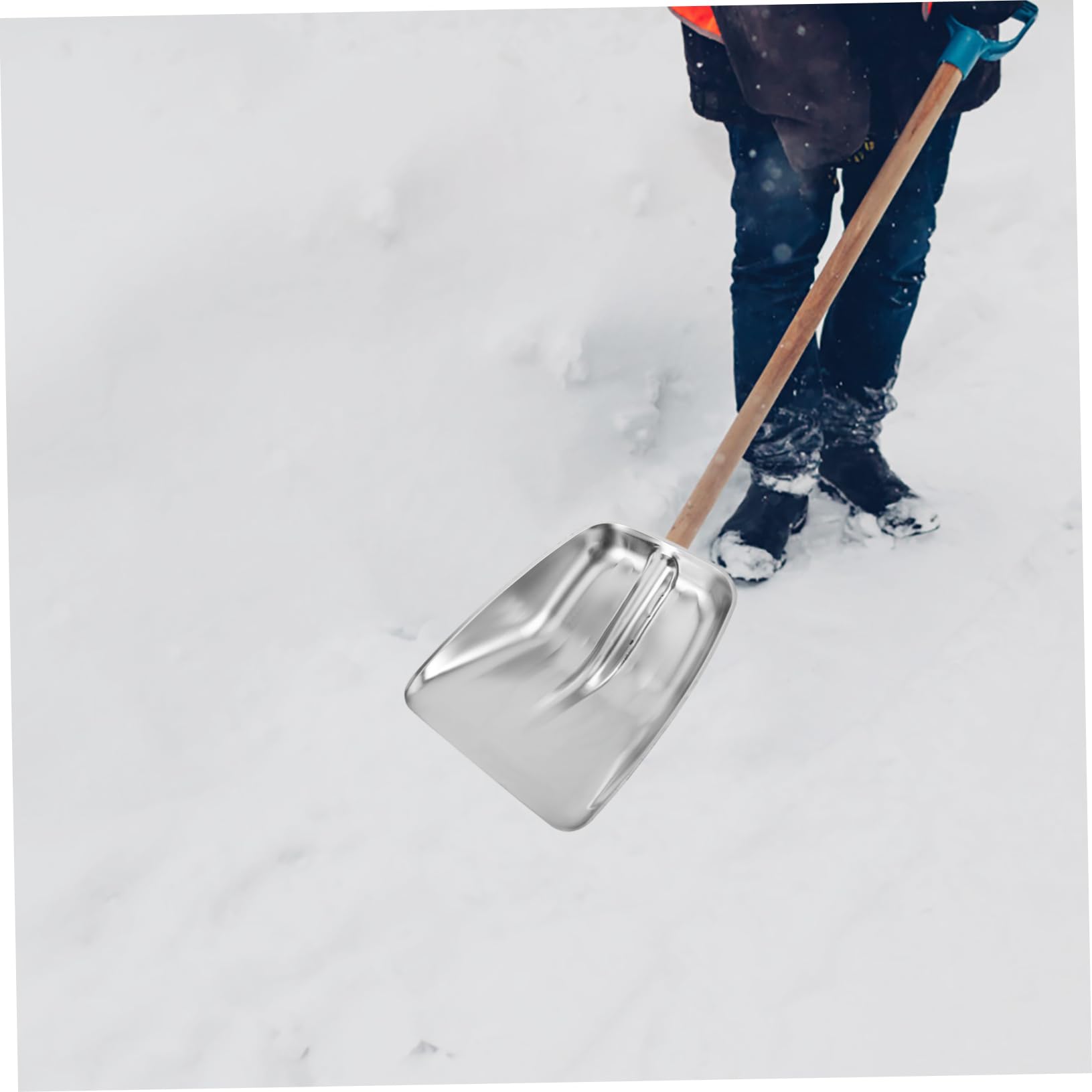 TOPBATHY Testa della Pala in Acciaio Inossidabile per Neve Portatile e Multifunzionale, Design Ergonomico, per Uso Esterno e Movimentazione Cereali