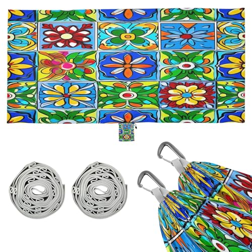 Haskirky Mexico Pattern Camping Hammock, Single Portable Hammocks with Tree Straps & Attached Carry Bag, 330Lbs Capacity Perfect for Outside Indoor Hiking Beach Backpack Travel