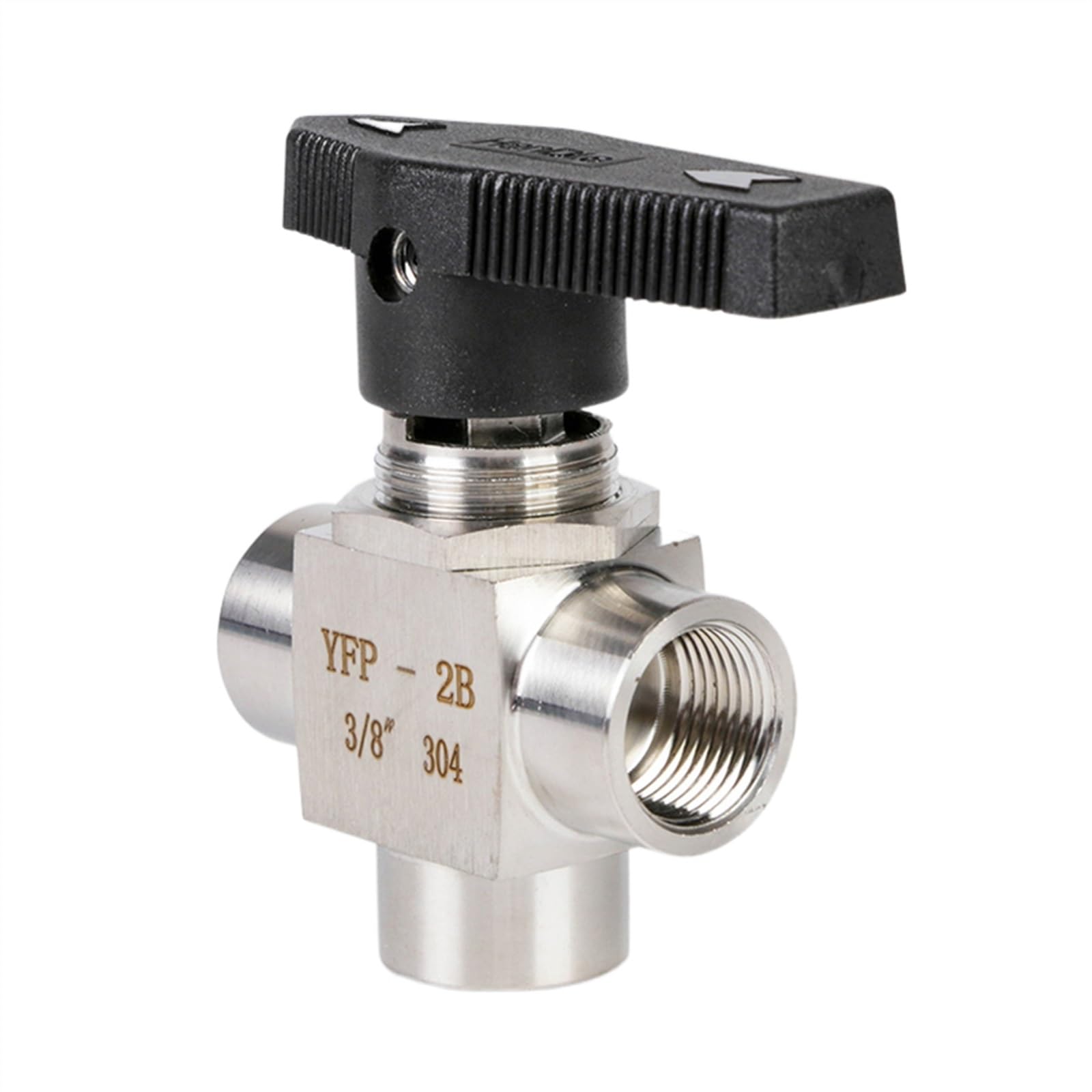 válvula solenoide Válvula de bola de 3 vías de panel de alta presión Válvula de bola de tres vías rosca hembra de acero inoxidable tipo L(DN15)