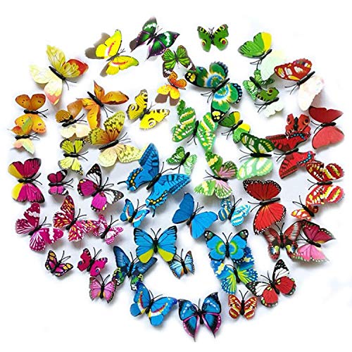 60Pcs 3D Mariposa Pegatinas, Pegatinas Decorativas Pared Adhesivo Etiquetas Mariposas Decoración de la Pared Para Casa Habitación del Hogar De La DecoracióN De DIY