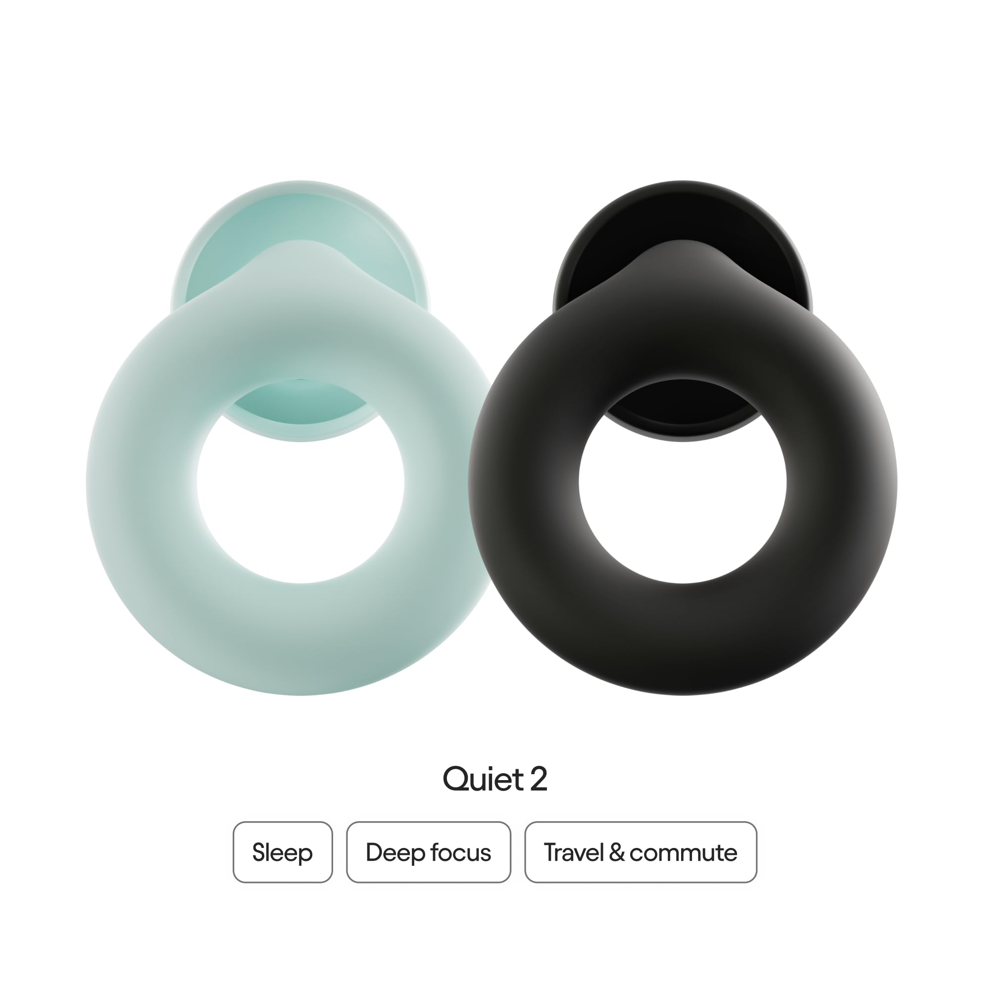 Loop Earplugs, coffret Quiet (lot de deux) – 2x Loop Quiet 2 | Bouchons d’oreille souples et réutilisables pour le sommeil, la concentration, les voyages et la sensibilité au bruit | Taille ajustable,