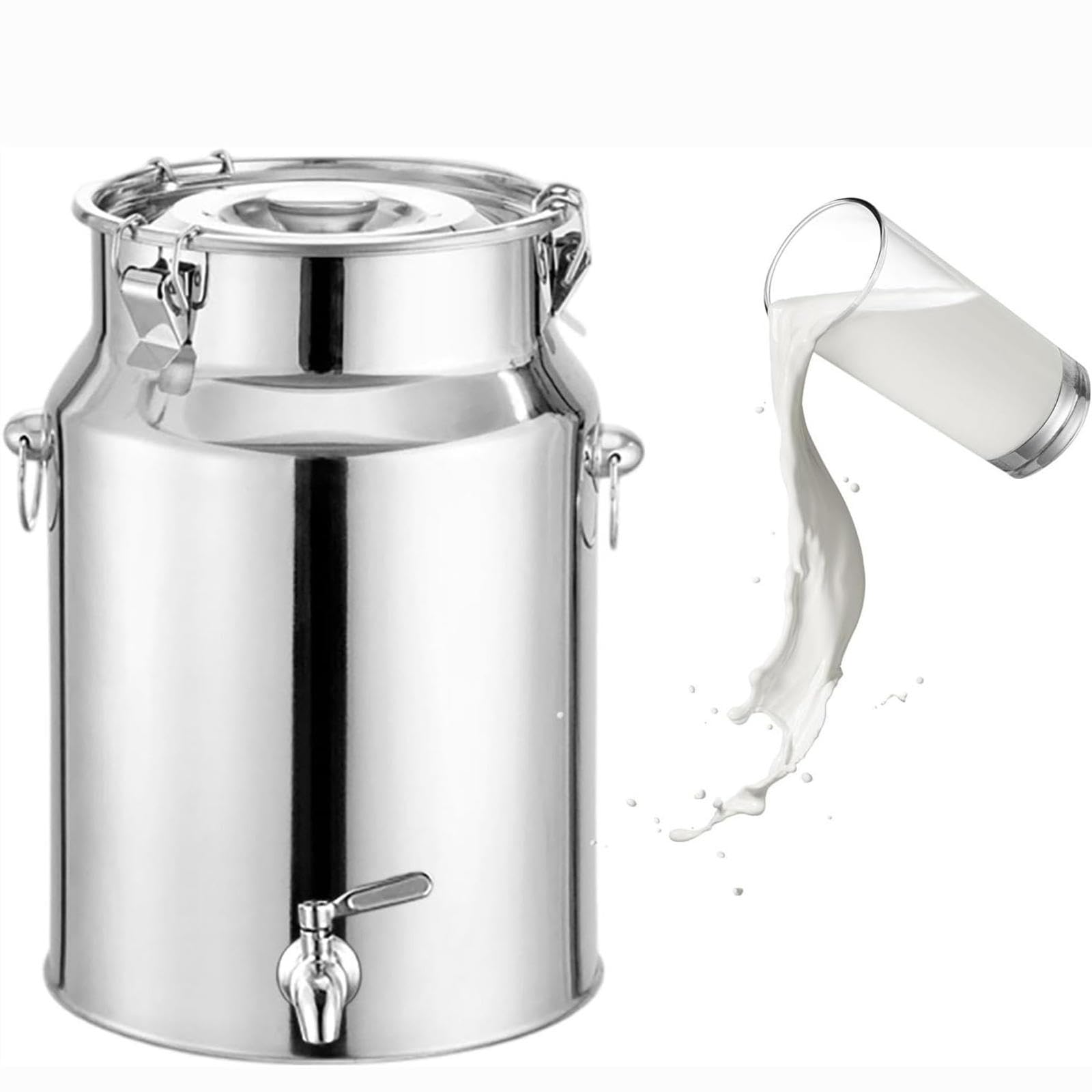 Stainless Steel Olive Oil Dispenser 5L with Tap 10-Inch Stainless Steel Milk Jug with Sealed Lid 9L Capacity for Cooking Kitchen Storage and Serving