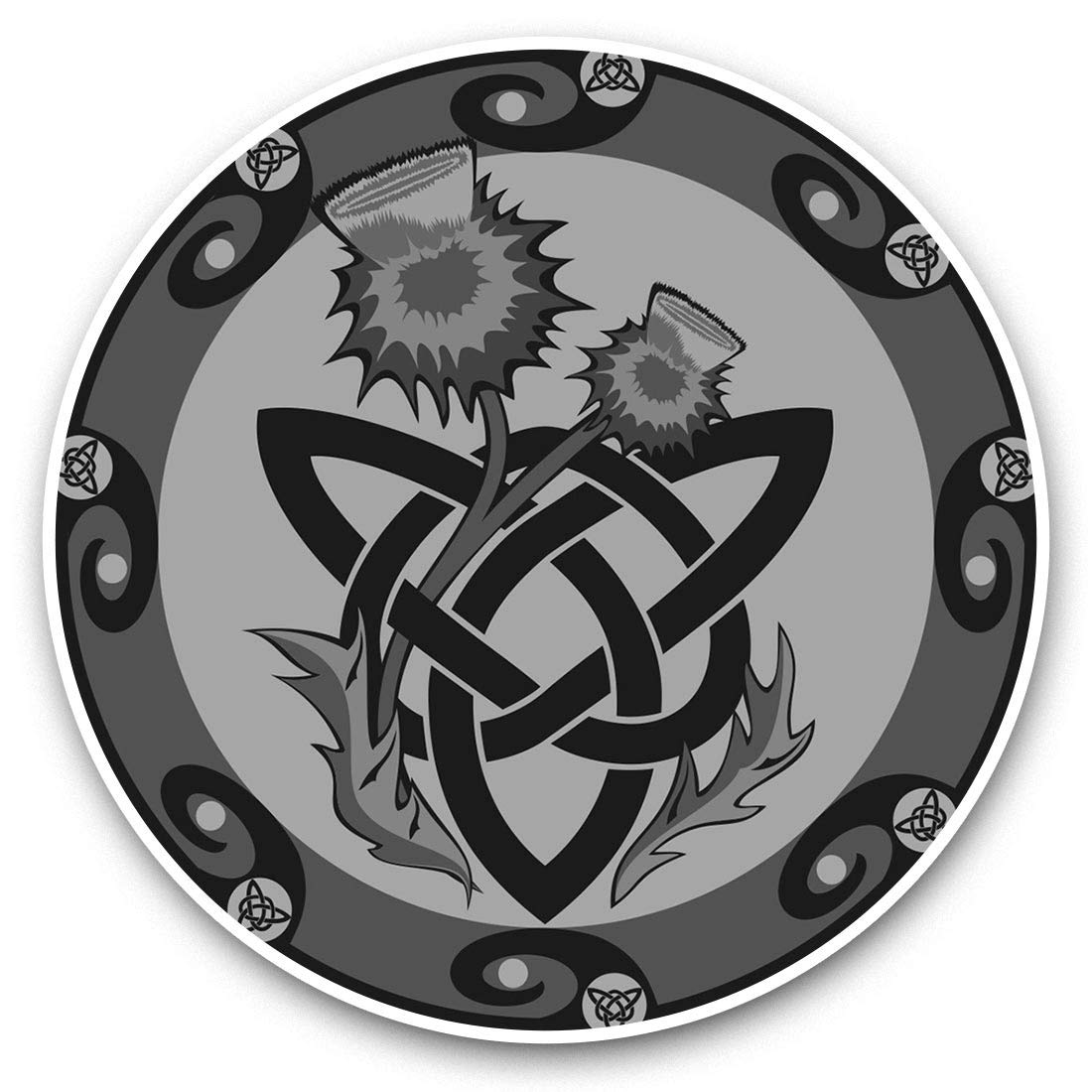 Destination Vinyl Ltd Bw Celtic Thistle Scotland 39792 Vinyl Stickers (Set Of 2) 7.5Cm (Bw) - Celtic Thistle Scotland Laptop Tablet Luggage Scrapbook #39792