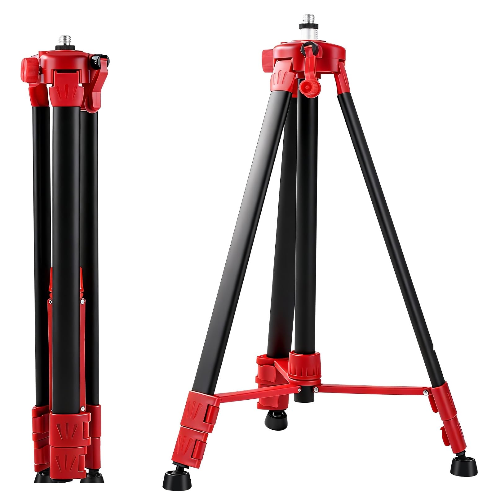 Trepied Chantier 150cm pour Niveau Laser, Pied de Laser Télescopique, avec Filetage 5/8" à 1/4", Trépied Réglable Portable pour Atelier, Garage